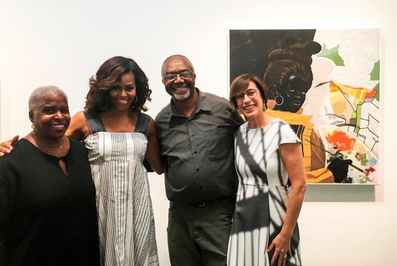 First Lady Michelle Obama Visits Kerry James Marshall Exhibition at MCA